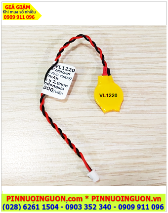 Panasonic VL1220-WR (dây cắm), Pin sạc 3v Lithium Panasonic VL1220-WR, Xuất xứ Indonesia 